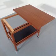 Teak Flip-Flop Expandable Cart with Removable Tray by Grete Jalk for Poul Jeppesens Møbelfabrik, Denmark, 1960s