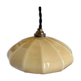 Mini opaline jaune art déco à pans en suspension