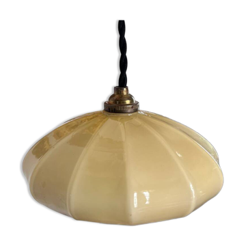 Mini yellow opaline Art Deco pendant with facets