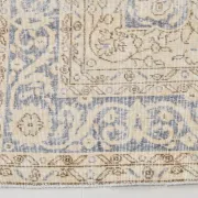 Turkish Pale Yellow & Pale Blue Vintage Rug, Oriental Pattern Wool Carpet