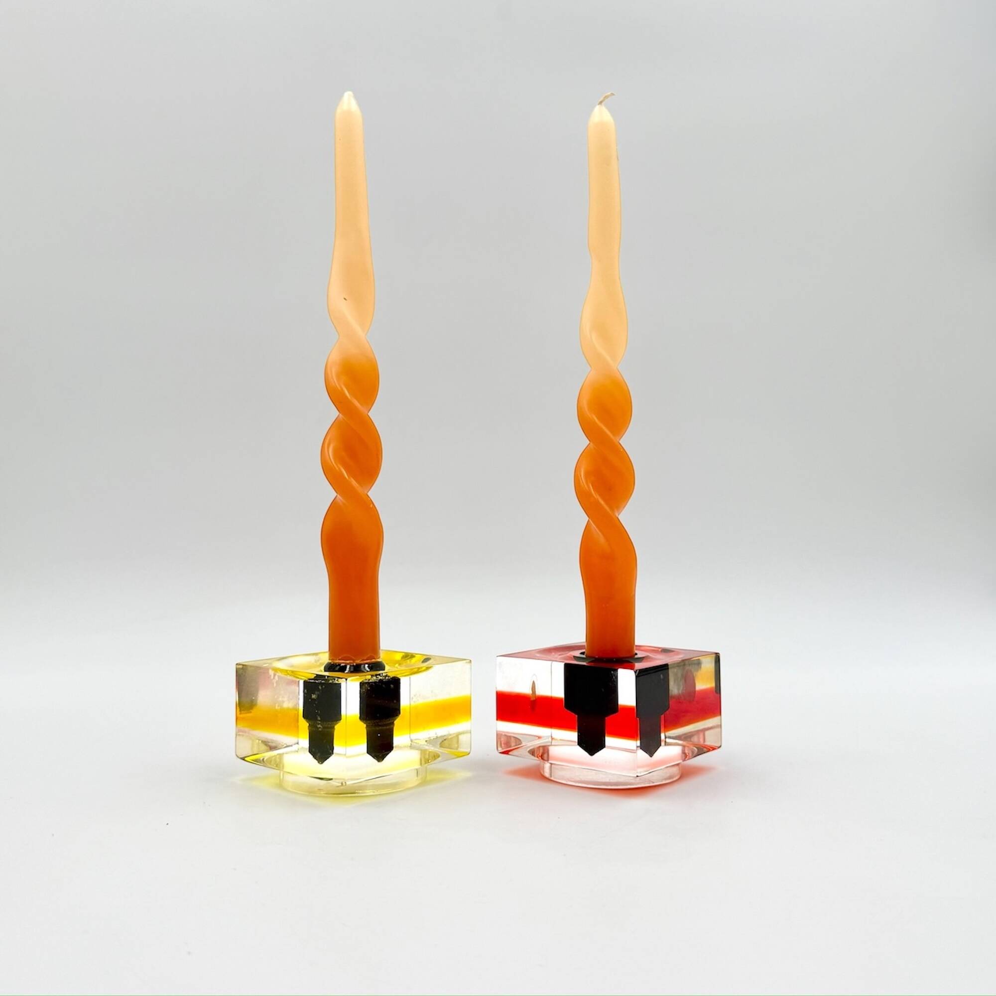 Pair of Candlestick Holders by Luigi Massoni for Fratelli Guzzini, 1970s