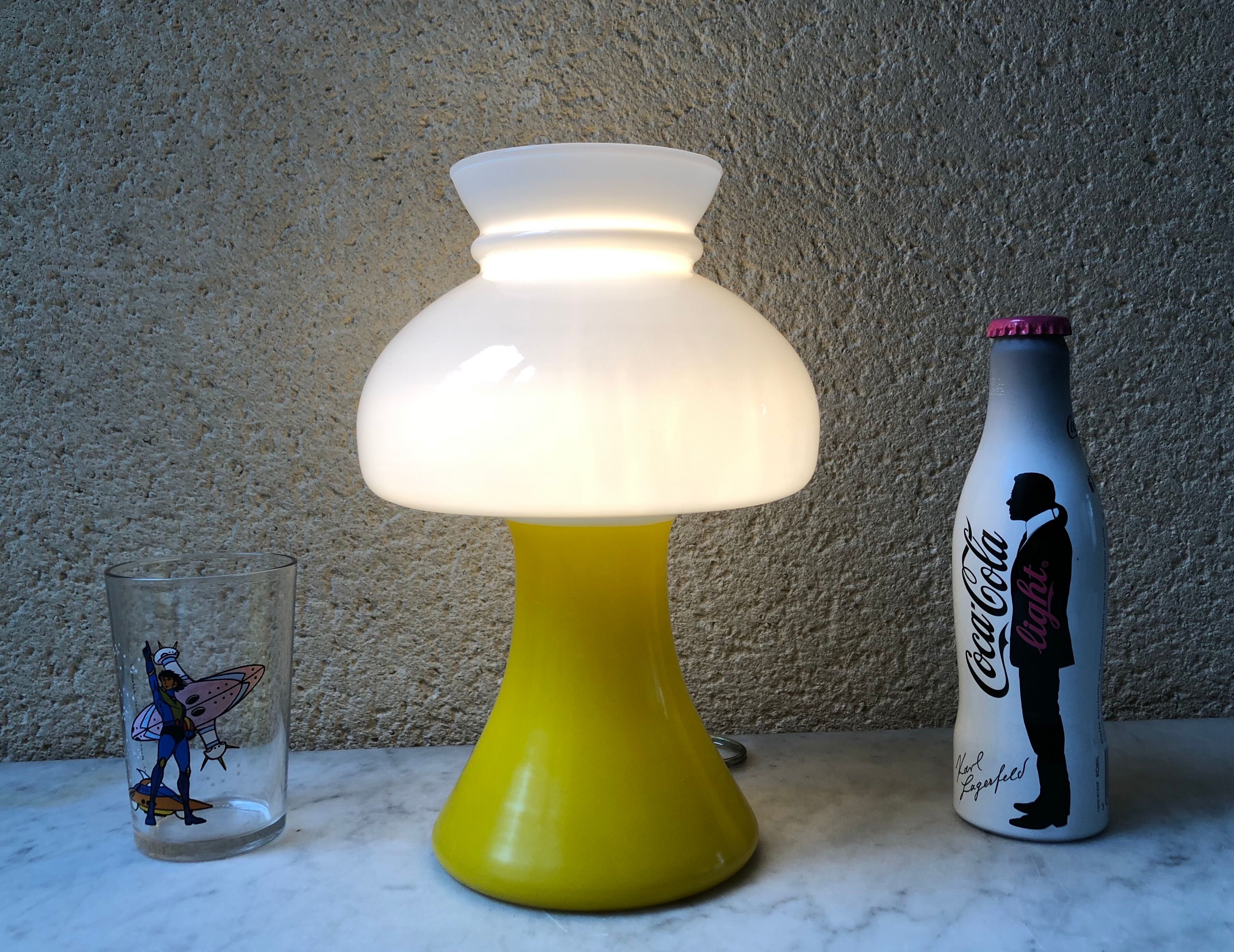 Bedside lamp glass opalin vintage 70