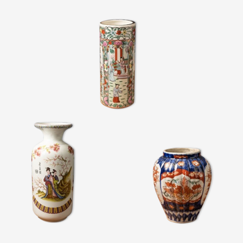 Ensemble de 3 vases en céramique peints à la main
