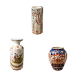 Set of 3 Ceramic Handpainted Vases