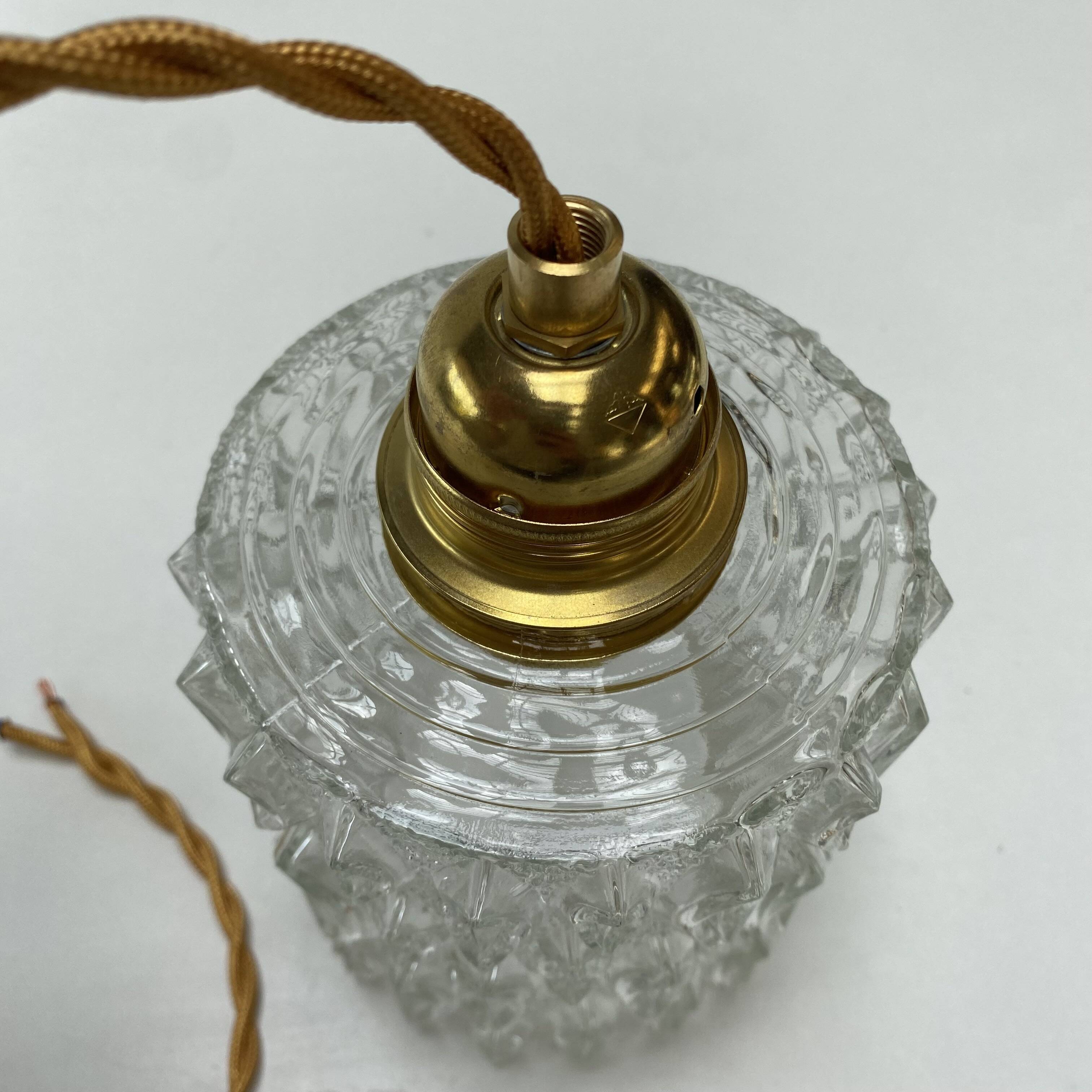 Vintage suspension in moulded pressed glass
