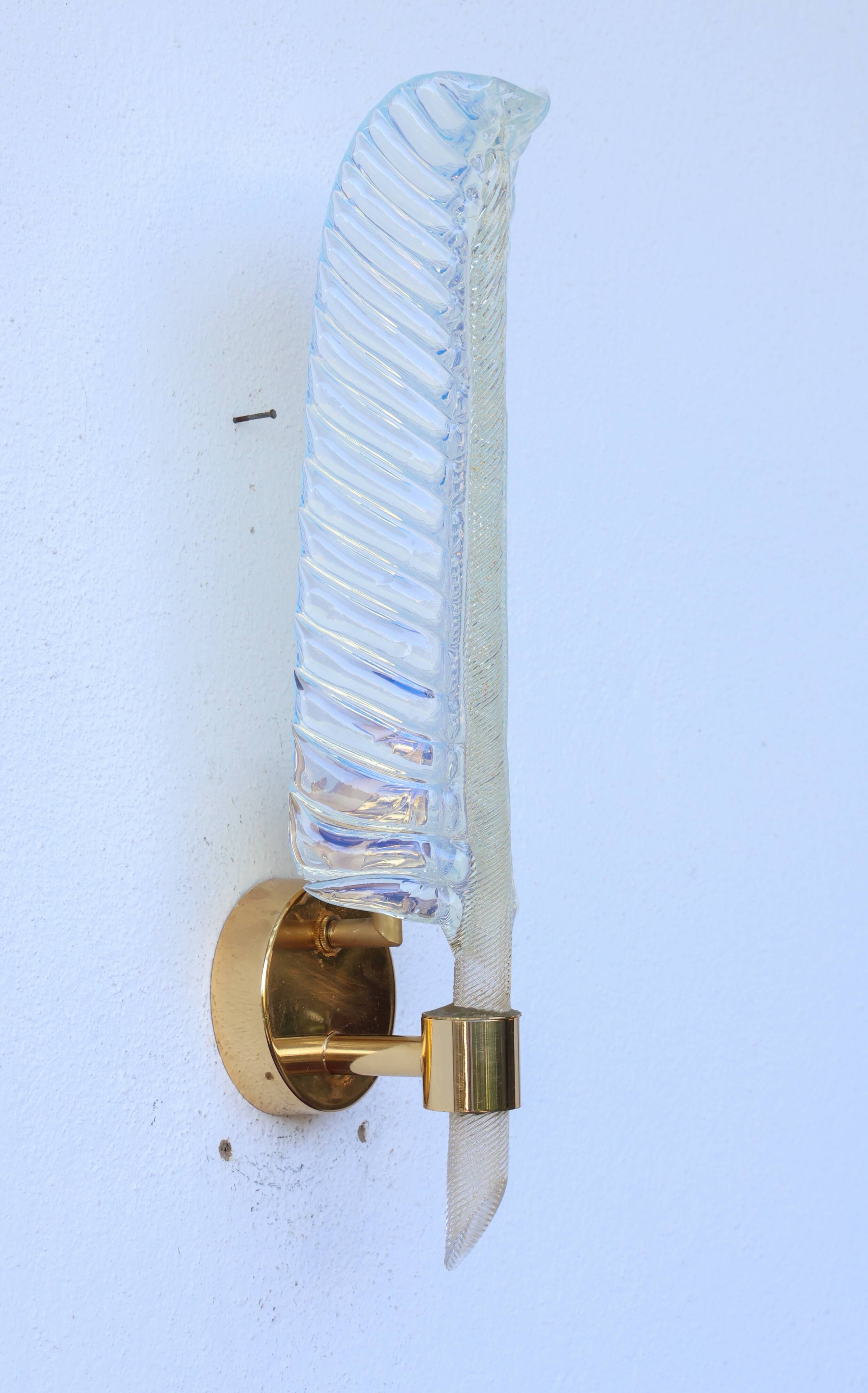 Rare Set of 2 Luxury Barovier e Toso Leaf Wall Light