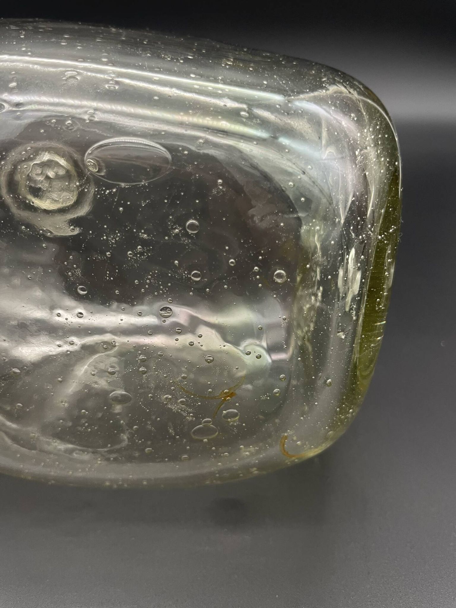 Vintage carafe from Verrerie de Biot in bubble glass with a round stopper.