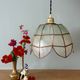Suspension antique lampshade in blue mother-of-pearl and brass