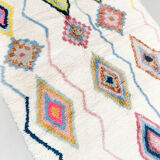 Moroccan Berber carpet azilal ecru with patterns and colored diamonds 244x161cm