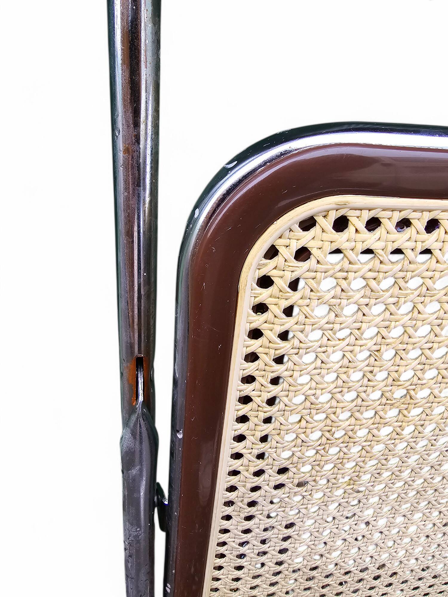 Chrome caned folding chair