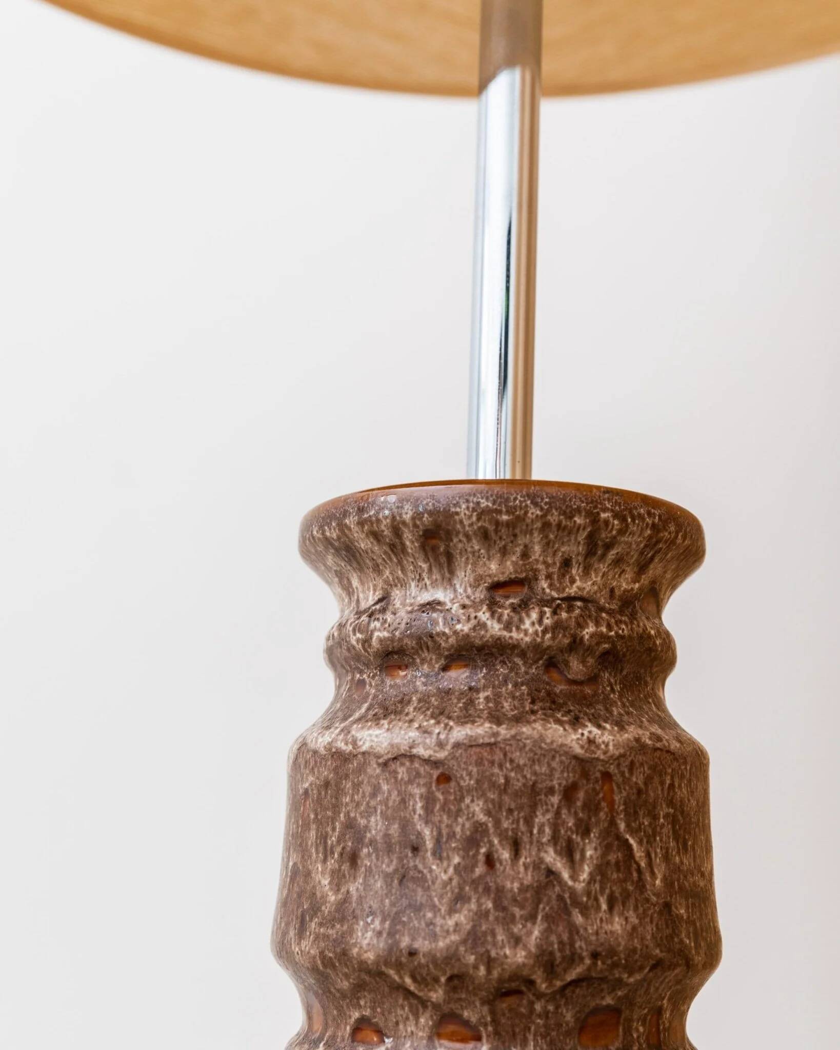 XXL ceramic floor lamp with shade - 1960s