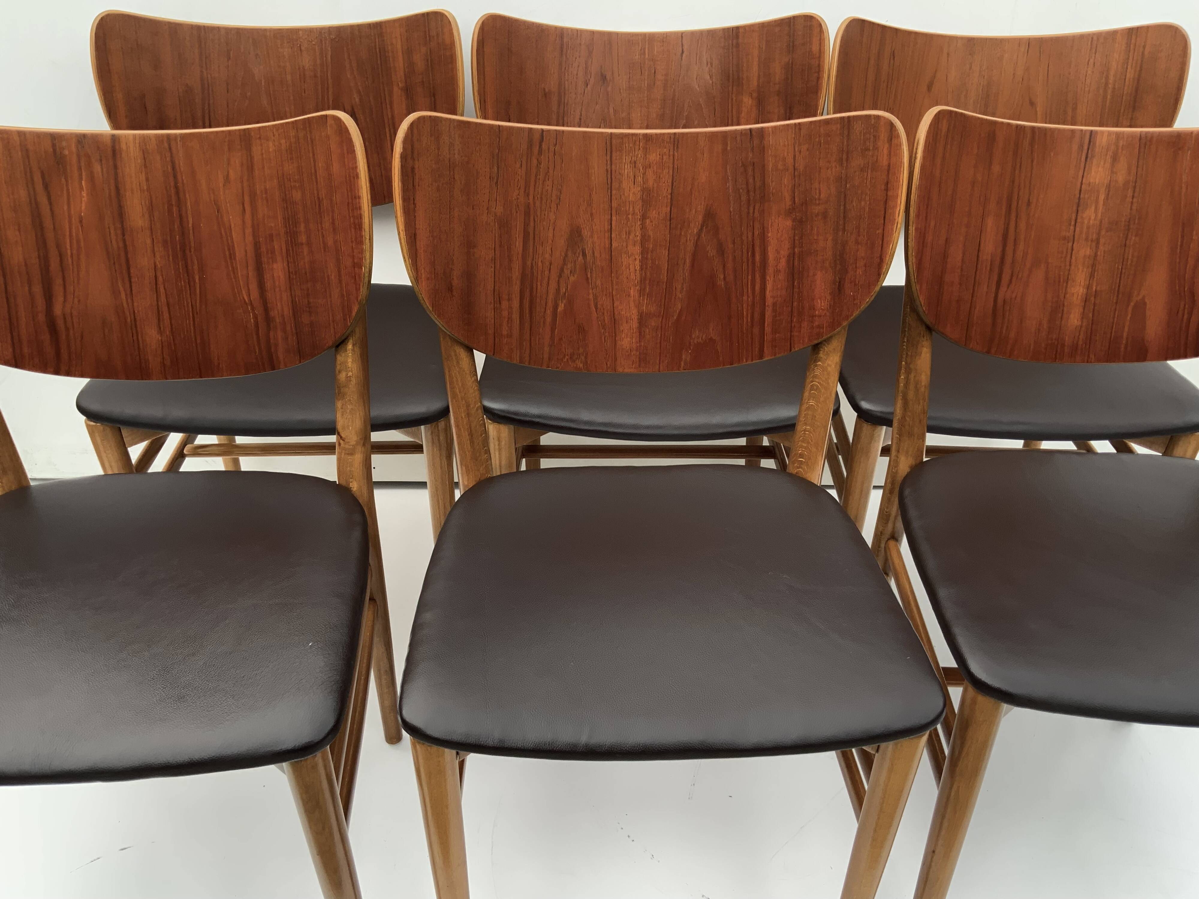 Danish Dining Chairs Set of 6 by Niels and Eva Koppel Slagelse Mobelfabric