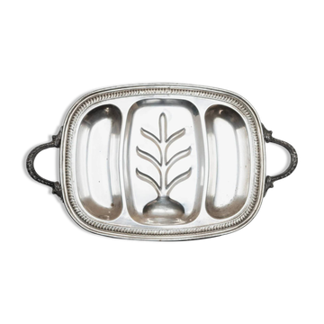 Plateau vintage en métal argenté - plat à rôtir en argent - design classique - Italie - années 1950