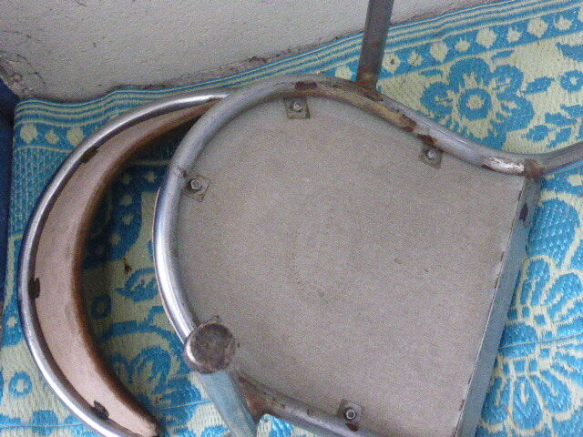 Chair in beige velvet and chrome, curved shape, vintage 1950