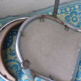 Chair in beige velvet and chrome, curved shape, vintage 1950