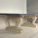 Blue granite table azul bahia and pierre limoneuse circa 1980