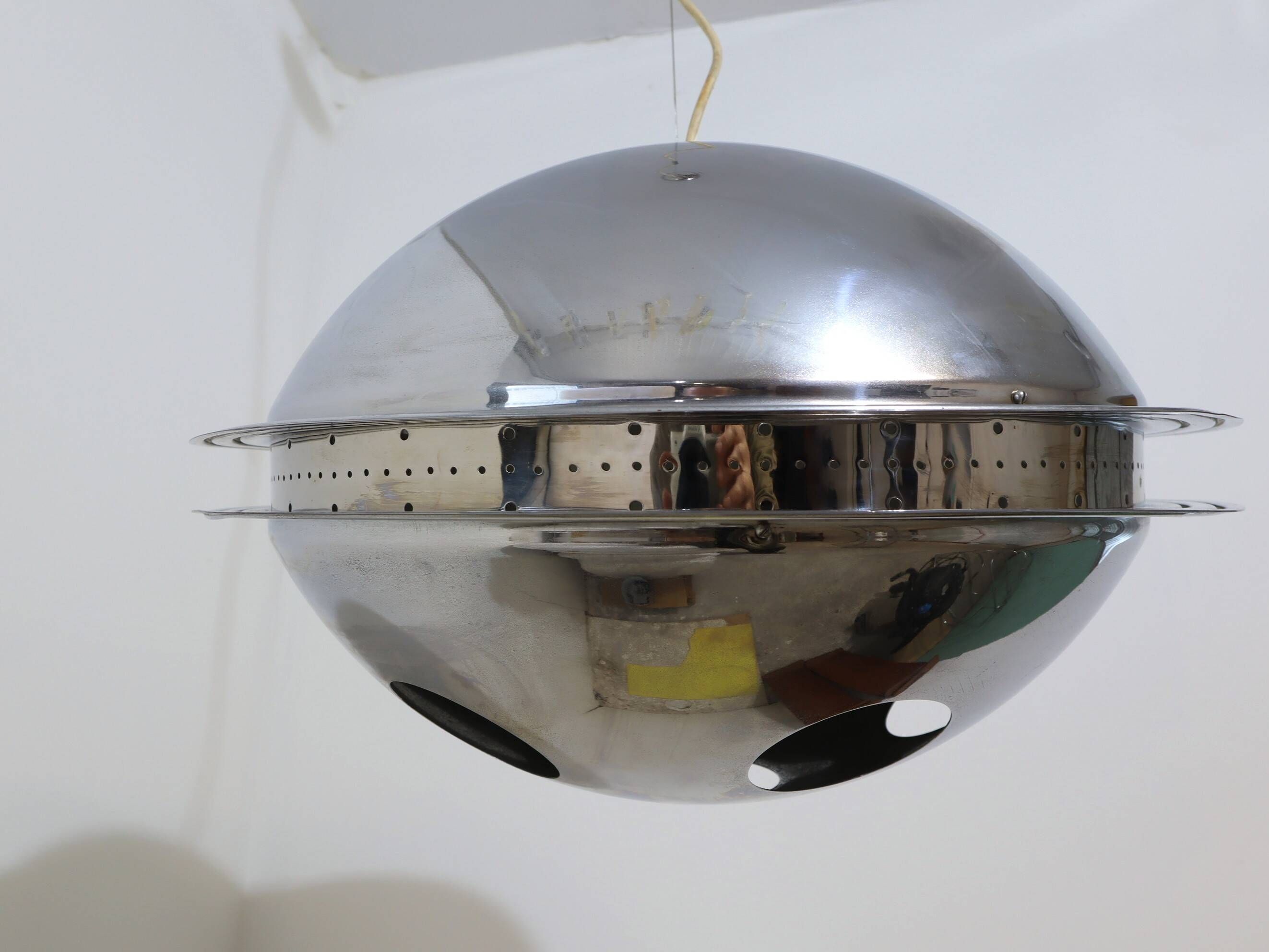 Vintage 'Vog' hanging steel lamp design by AZ Pavia, ITALY 1970s