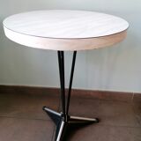 Pair of round vintage bistro tables, pedestal table