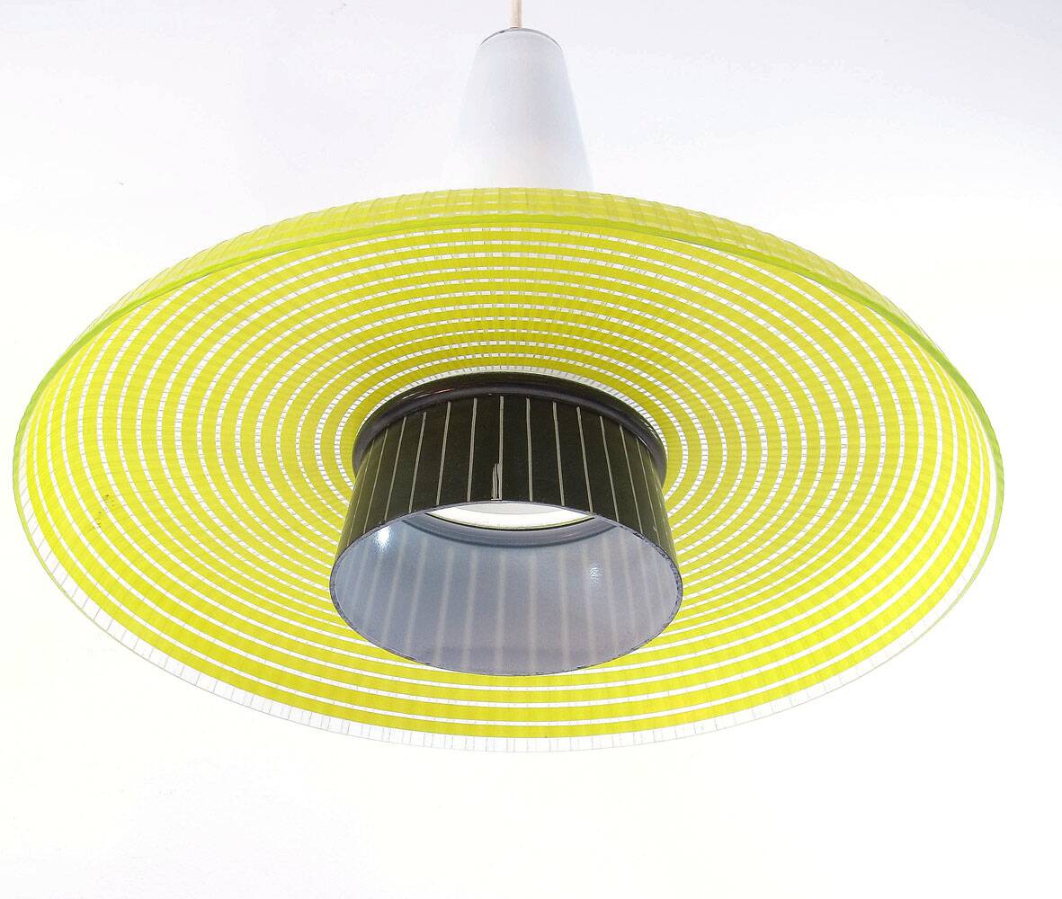 1950s Yellow and Black Glass Vintage Pendant Lamp