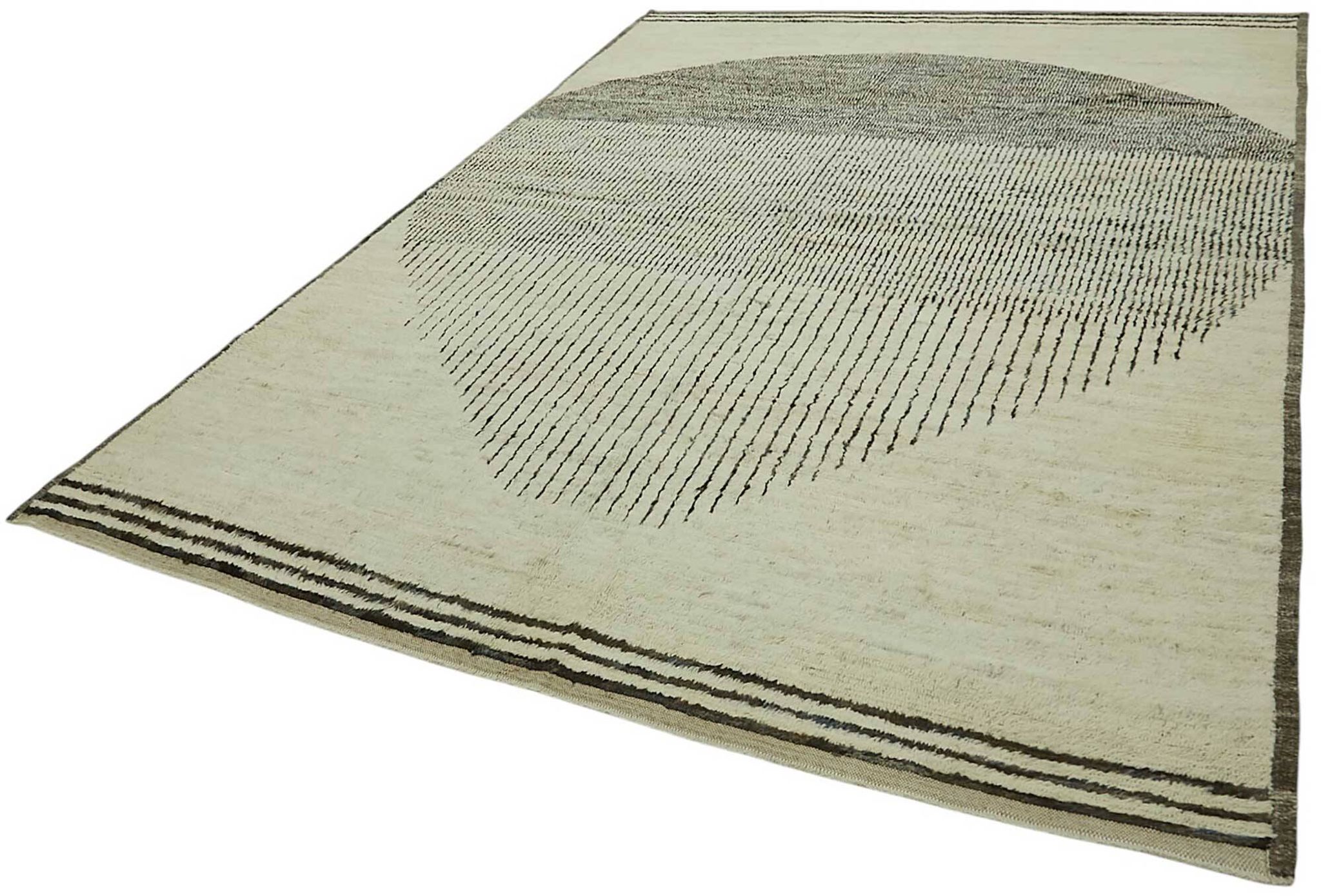 Hand-Knotted Turkish Contemporary 247 cm x 342 cm Beige Wool Carpet