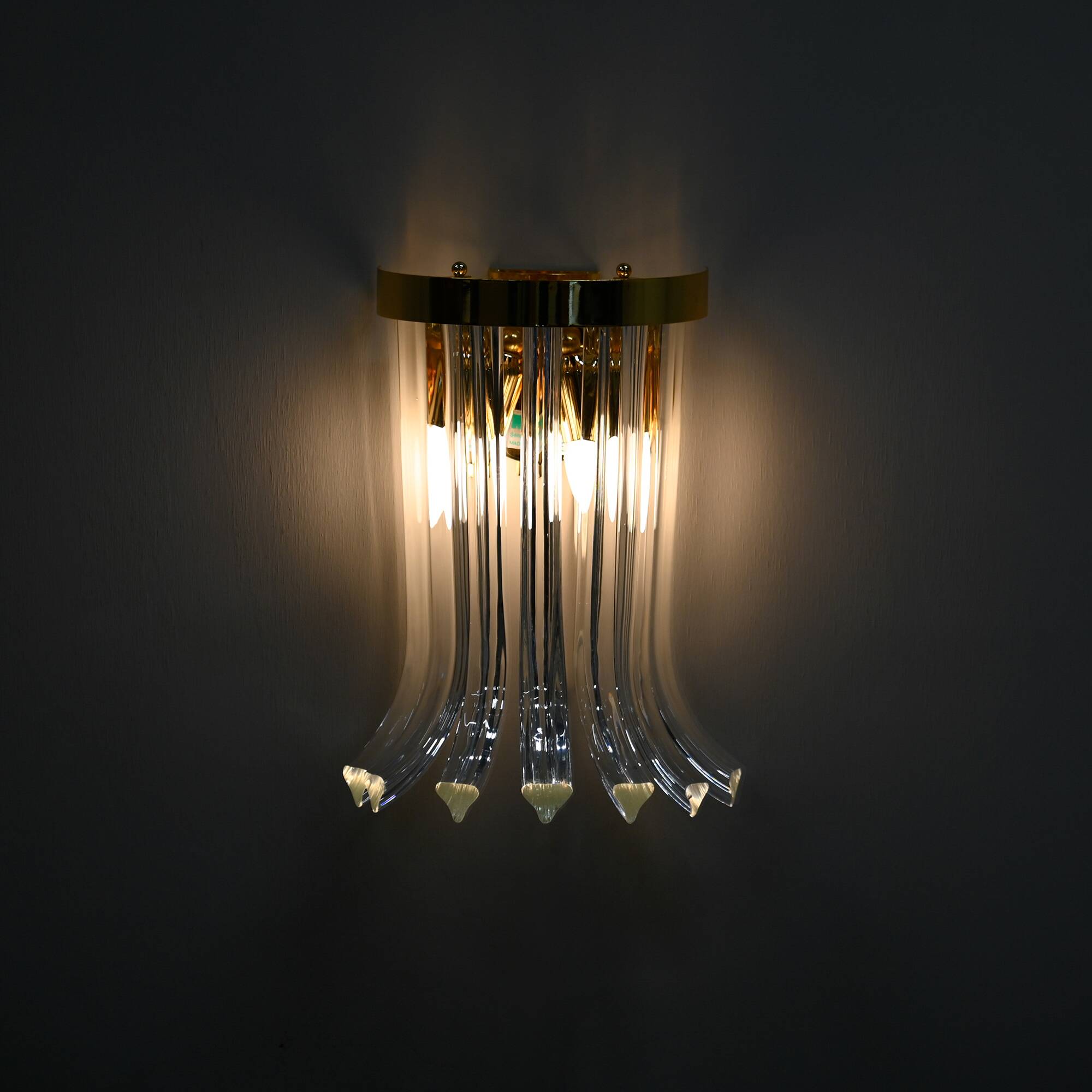 Wall lamps of brass and crystal glass by Novaresi, Italy 1970s