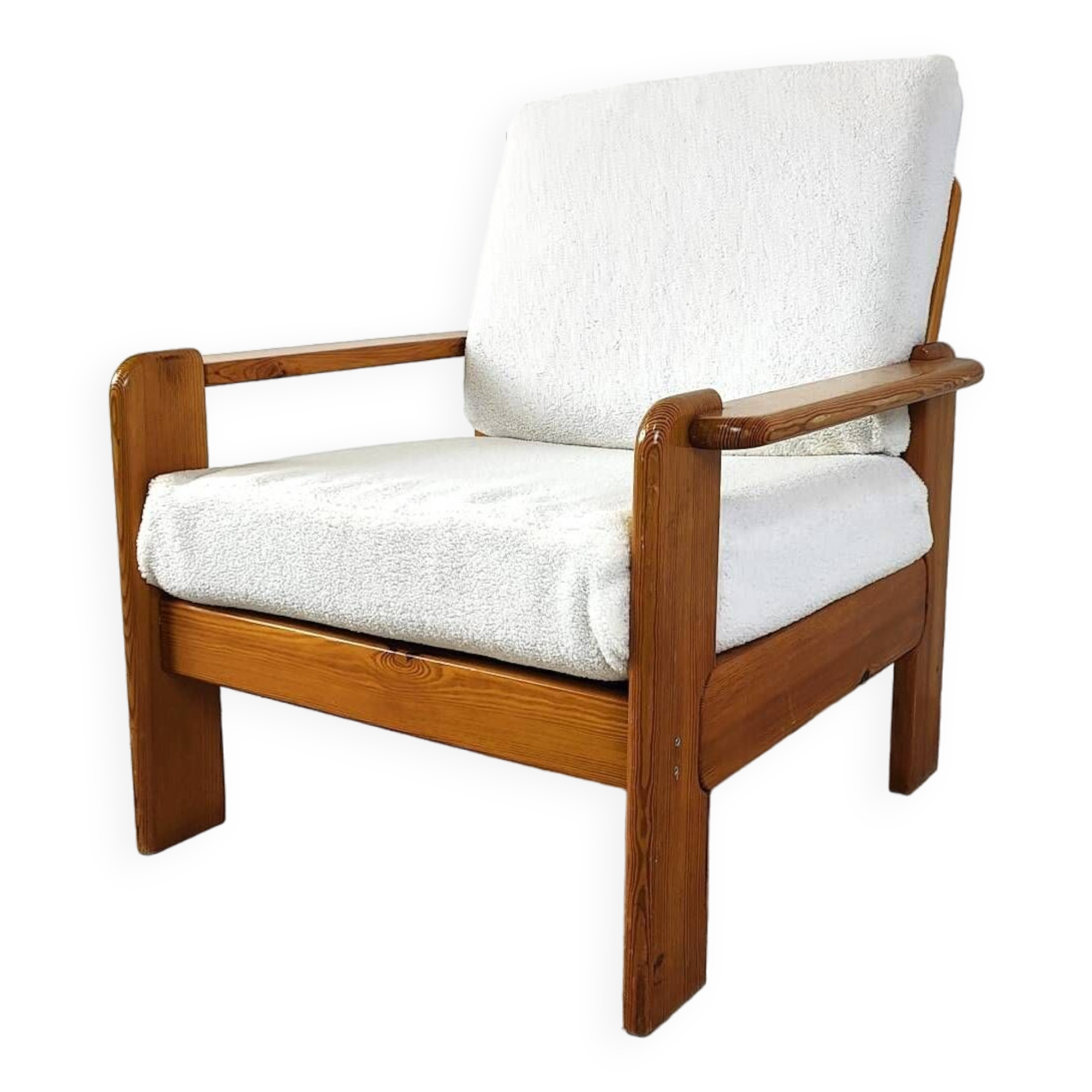 Vintage pine wood armchair, 1960s