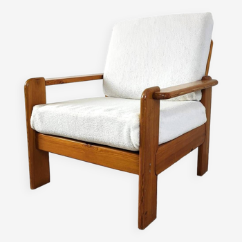 Vintage pine wood armchair, 1960s