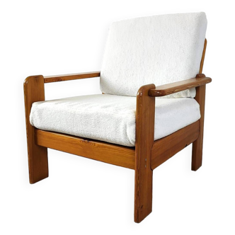 Vintage pine wood armchair, 1960s