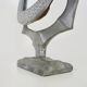 Old large Psyche Gothic table mirror in cast aluminum, Brutalist Mexican style. 70