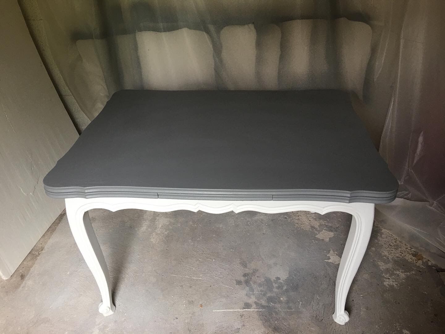 Dining table restyled gray and cream