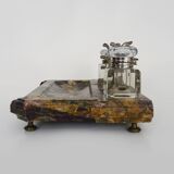 Inkwell nineteenth in marble and glass bottle