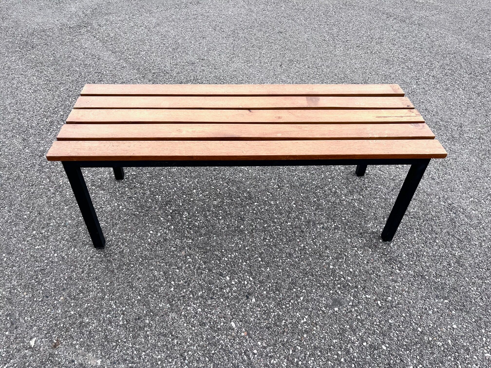 Industrial bench in steel and oak