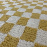 Beni Ouarain Berber rug • Lime green and yellow checkered pattern