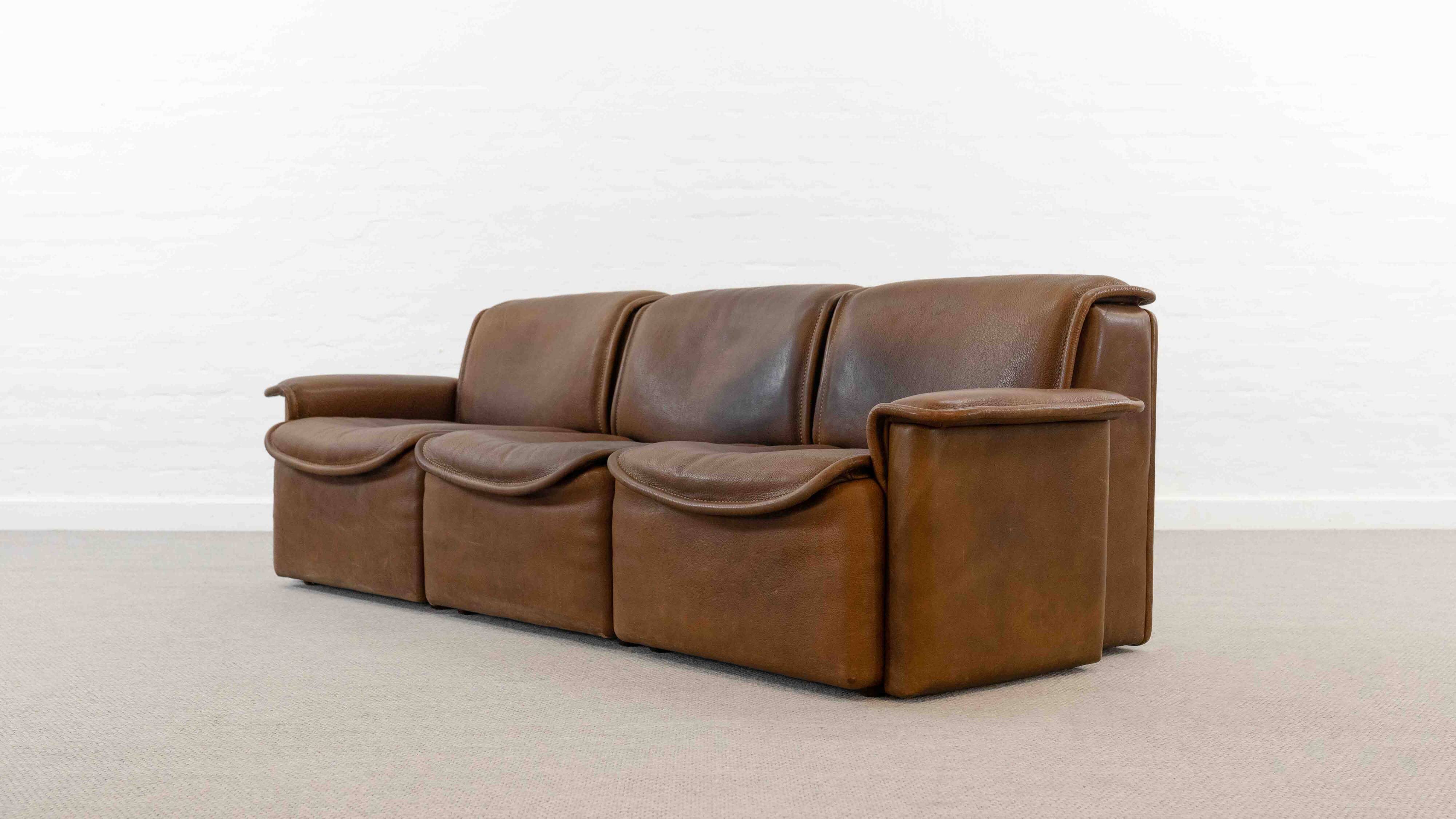 Modular De Sede Sofa DS-12 in cognac leather, 70s