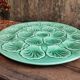 Vintage French Oyster Tray in turquoise Majolica