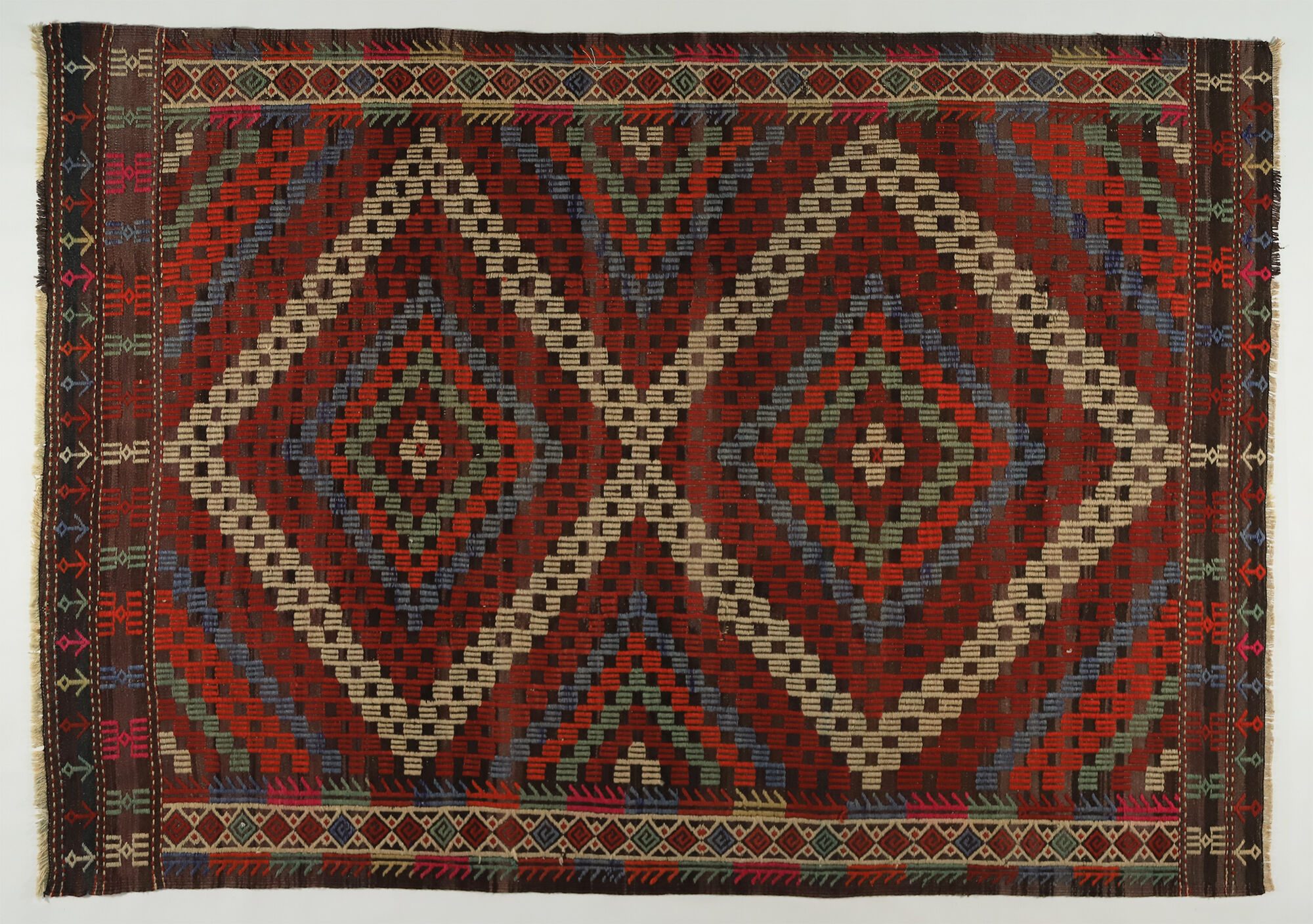 Anatolian handmade kilim rug 252 cm x 172 cm