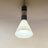 Hanging Light in Opaline Glass and Brass attributed to Stilnovo, 1950s