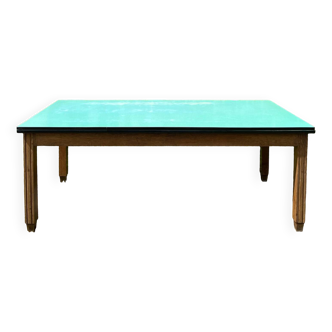 Large vintage green Formica farm table from the 1950s