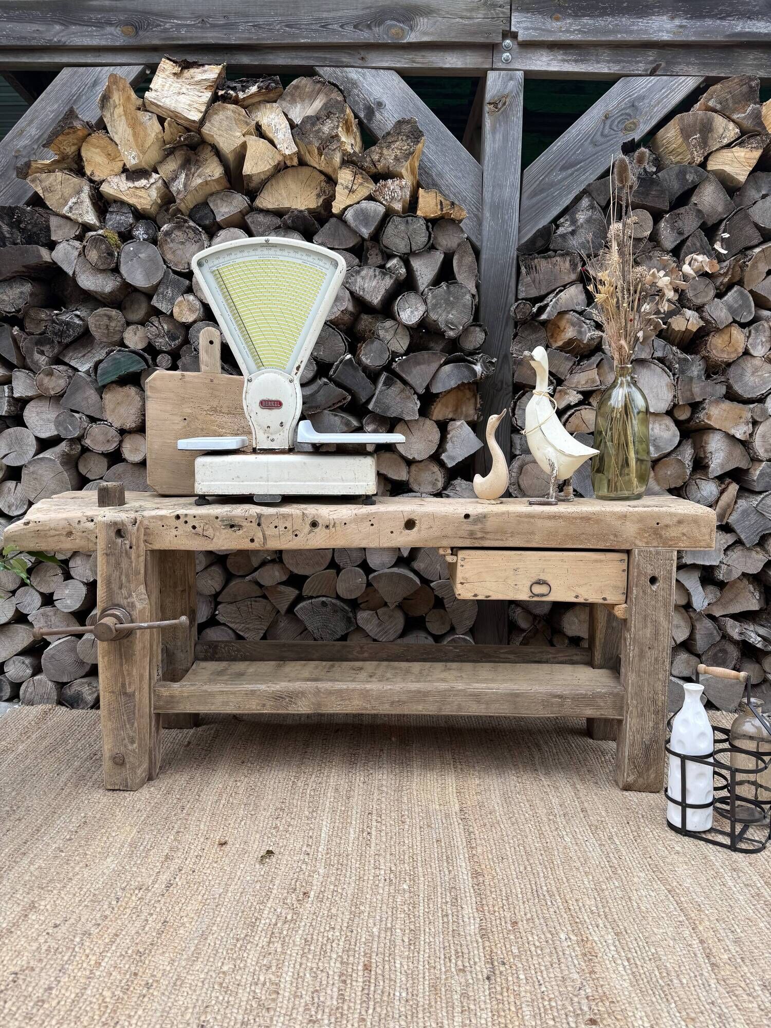 Renovated carpenter's workbench 170cm