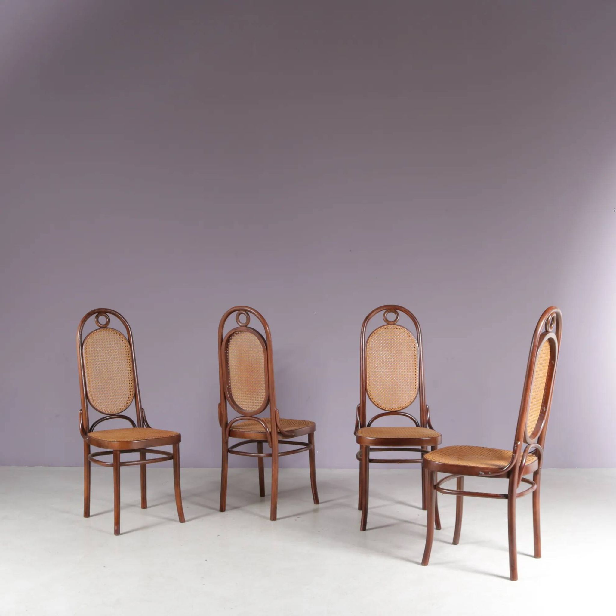 1950s set of 4 “Long John” chairs by FMG, Poland