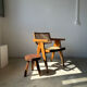 Brown solid wood stool flat circular seat