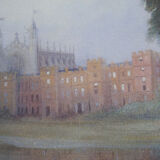 Old oil painting – the castle – gilded wood frame – barj-buzzoni collection