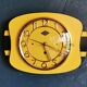 Vintage formica clock rectangular silent wall clock "Lora yellow black"