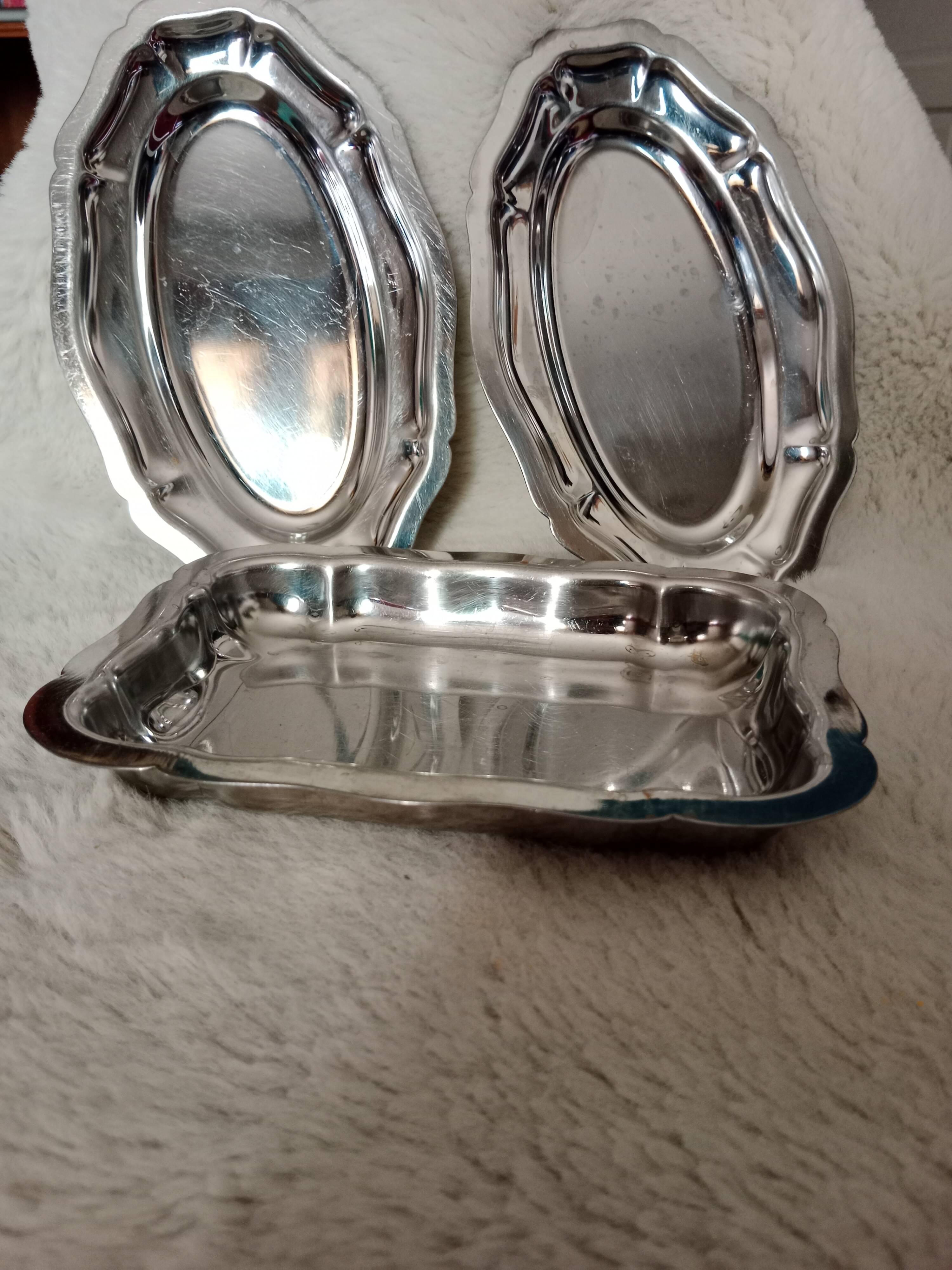 Set of mini stainless steel trays