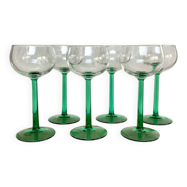 6 verres à pied vert émeraude