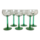 6 emerald green stemmed glasses