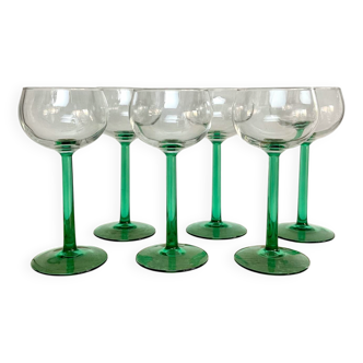 6 verres à pied vert émeraude