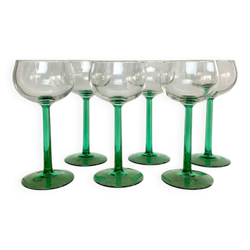 6 verres à pied vert émeraude