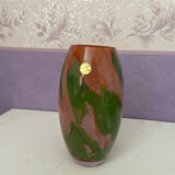 Coloured crystal vase La Rochère – France – pink and green