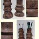 Two vintage turned wood pen and pencil pots